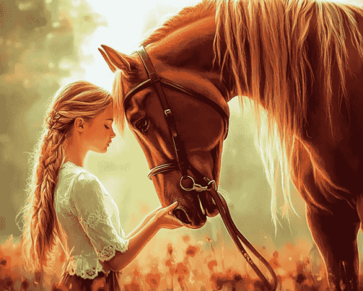 Girl and Horse Nature Scene Diamond Painting