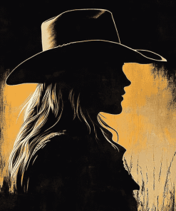 Girl in Cowboy Hat Silhouette Diamond Painting