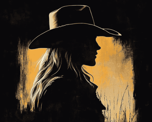 Girl in Cowboy Hat Silhouette Diamond Painting