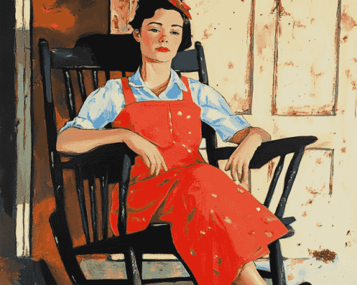 Girl on Rocking Chair Diamond Painting