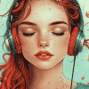 Girl with Headphones Cartoon Diamond Painting