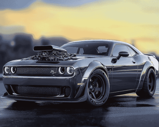 Gleaming Grey Dodge Hellcat Diamond Painting