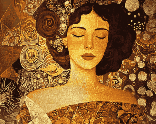 Gold Lady Abstract Diamond Painting