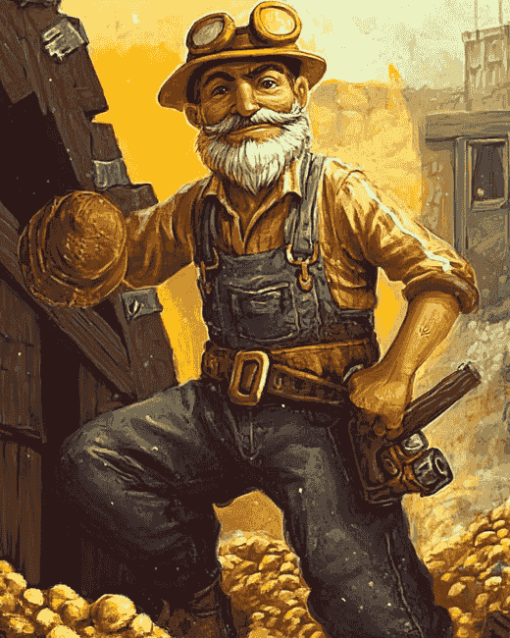 Gold Miner Cartoon Diamond Painting