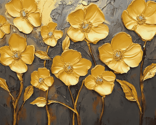 Golden Blossoms Diamond Painting