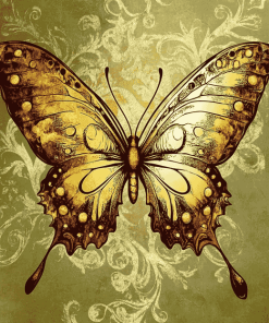 Golden Butterfly Insects Diamond Painting