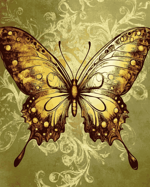 Golden Butterfly Insects Diamond Painting