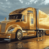 Golden Engine Semi Truck Diamond Painting