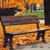 Golden Fall Bench Diamond Painting