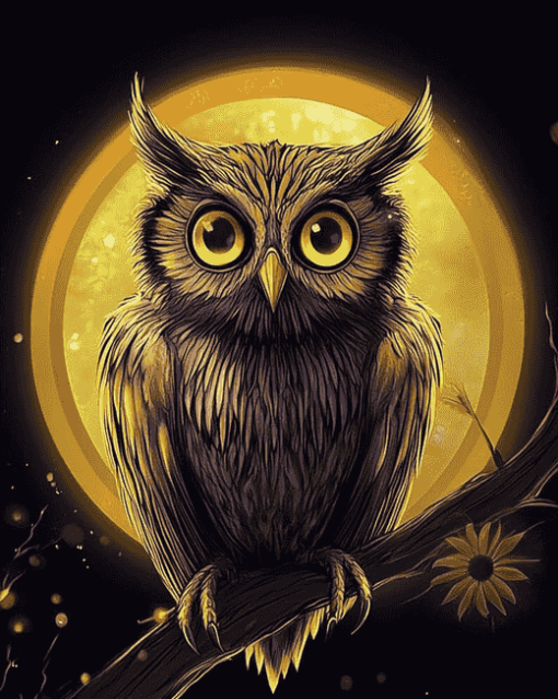 Golden Fantasy Owls Diamond Painting