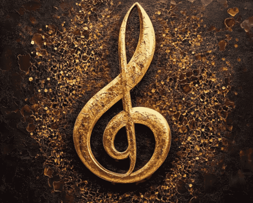 Golden Music Symbol Diamond Painting