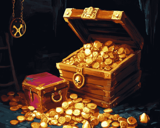 Golden Pirate Treasures Diamond Painting