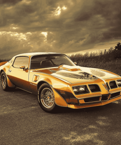 Golden Trans Am Car Diamond Painting