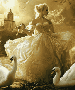 Graceful Woman and Swan Diamond Painting