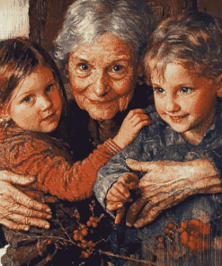 Grandma and Grandkids Vintage Diamond Painting