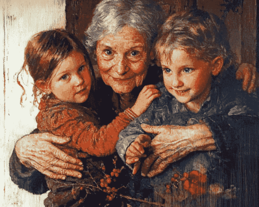 Grandma and Grandkids Vintage Diamond Painting