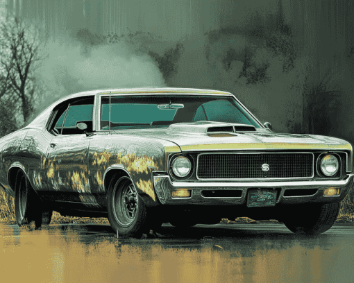 Green 1969 Oldsmobile Vintage Diamond Painting