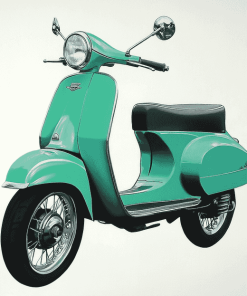 Green Lambretta Scooter Diamond Painting