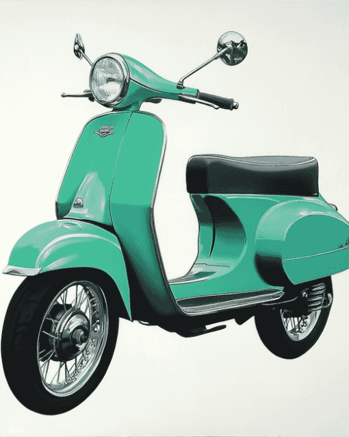 Green Lambretta Scooter Diamond Painting