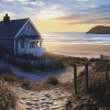 Grey Cottage Seascape Diamond Painting