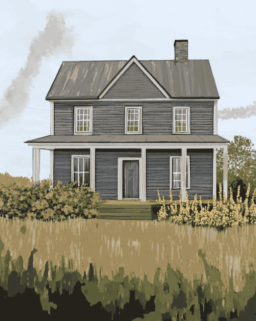 Grey Country House Diamond Painting