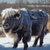 Grey Majestic Yak Diamond Painting