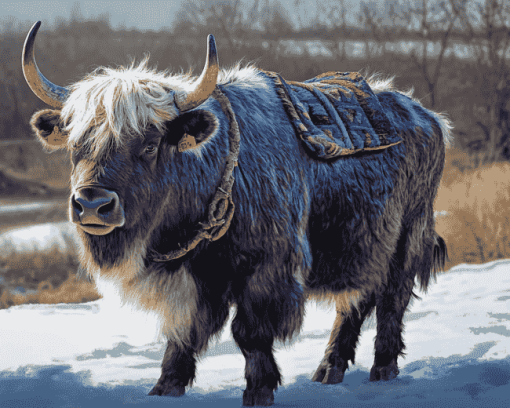 Grey Majestic Yak Diamond Painting