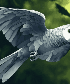 Grey Parrot Bird Diamond Painting