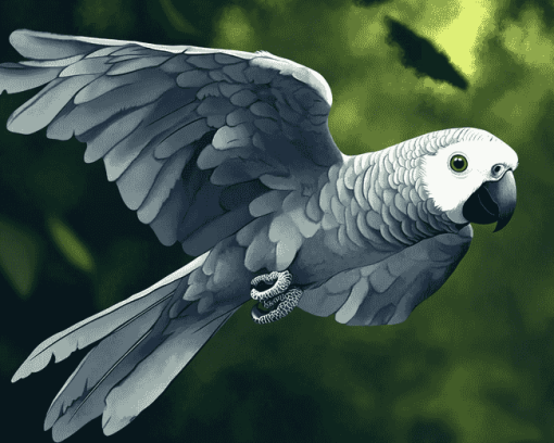 Grey Parrot Bird Diamond Painting