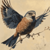 Grey and Brown Flying Bird Diamond Painting