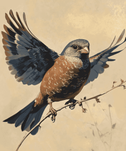 Grey and Brown Flying Bird Diamond Painting