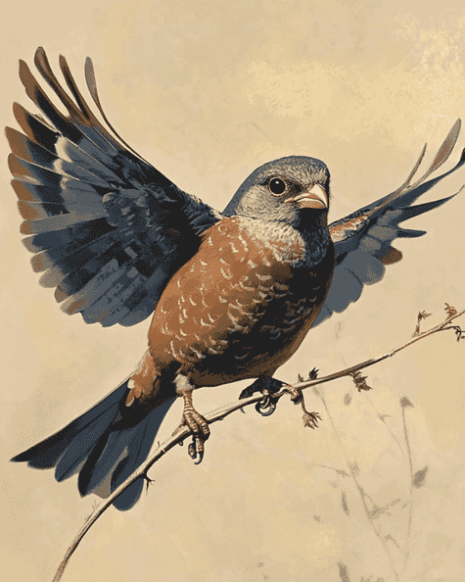 Grey and Brown Flying Bird Diamond Painting