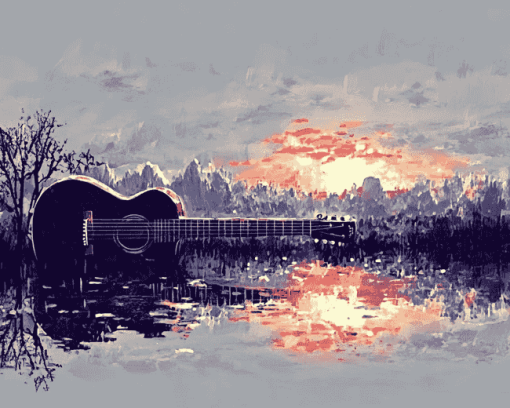 Guitar Landscape Scenic Diamond Painting