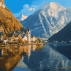 Hallstatt Mountains Scenic View Diamond Painting