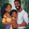 Happy Black Family Cartoon Diamond Painting