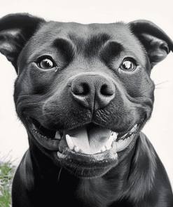 Happy Black Staffy Diamond Painting