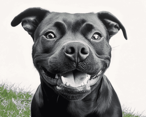 Happy Black Staffy Diamond Painting