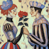 Harlequin Rose Romance Diamond Painting