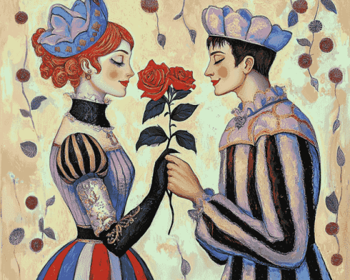 Harlequin Rose Romance Diamond Painting