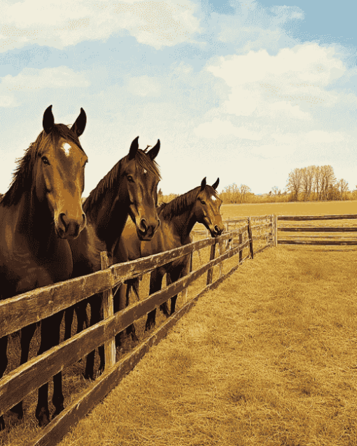 Horse Farm Scene Diamond Painting