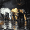 Horses Drinking Scene Diamond Painting