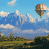 Hot Air Balloons Over Mountains Diamond Painting