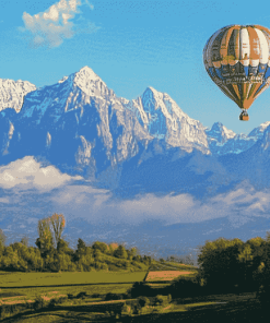 Hot Air Balloons Over Mountains Diamond Painting