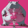 Hot Pink Gym Hippo Diamond Painting