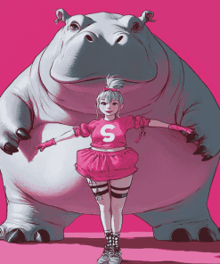 Hot Pink Gym Hippo Diamond Painting