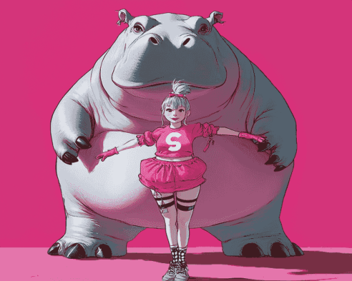 Hot Pink Gym Hippo Diamond Painting