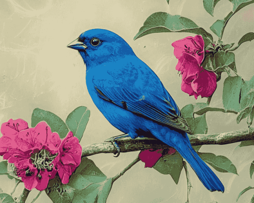 Indigo Bunting Bird Diamond Painting