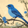 Indigo Bunting Bird Diamond Painting