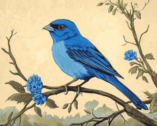 Indigo Bunting Bird Diamond Painting