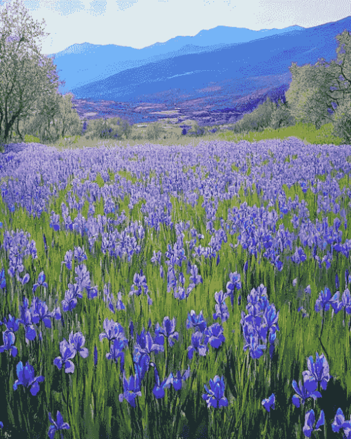 Irish Mountain Iris Field Diamond Painting